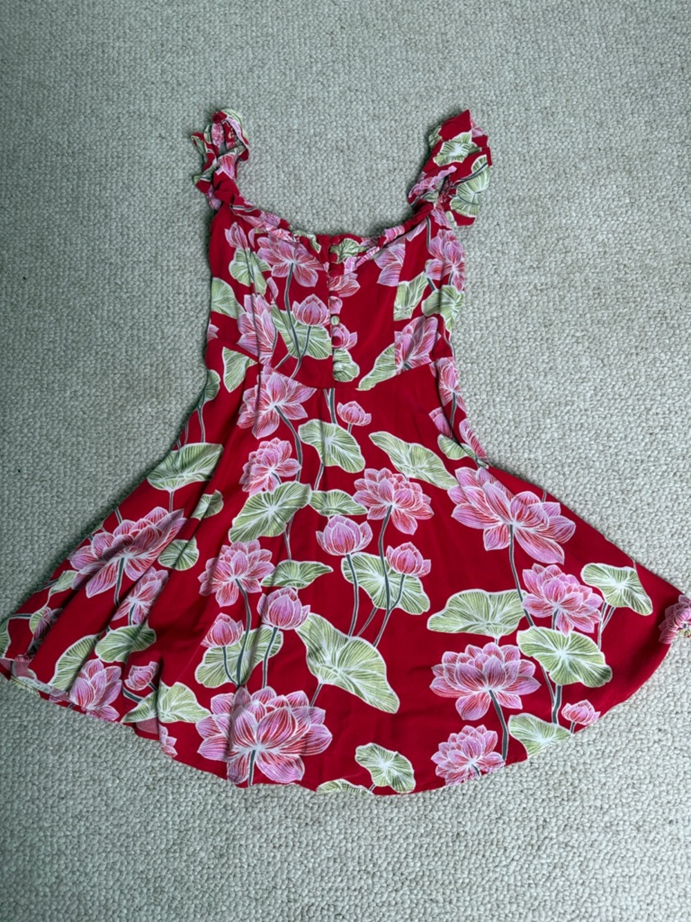 Girls Red Floral Sundress with Pink & Green Print